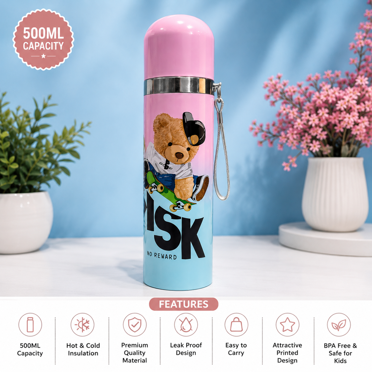 KIDS HOT & COLD PRINTED BOTTLE 500ML - Image 2