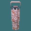SITARAYURI Flip Straw Tumbler Printed 900ML Brown – Premium Stainless Steel Luxury Insulated Bottle